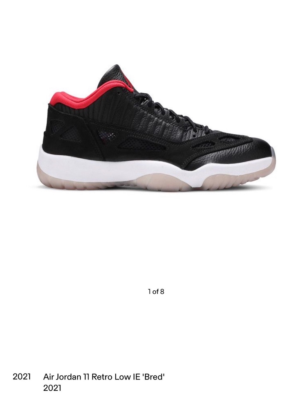 Nike Air Jordan 11 Retro Low IE Black with Red Accents